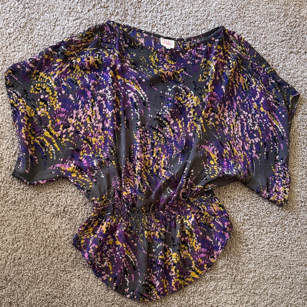 Parker Purple and Yellow Abstract Blouse